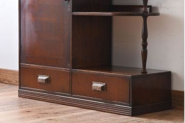 レトロ家具　昭和レトロ　飾り棚付き!アンティーク収納棚