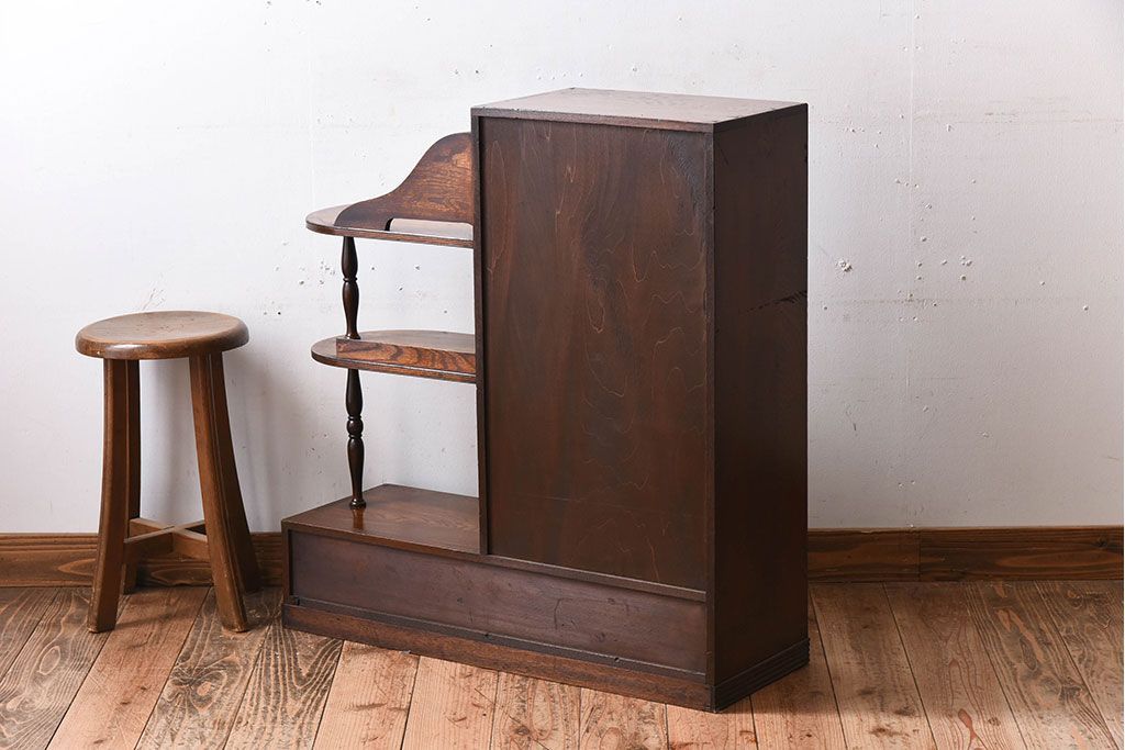 レトロ家具　昭和レトロ　飾り棚付き!アンティーク収納棚