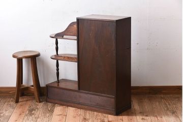 レトロ家具　昭和レトロ　飾り棚付き!アンティーク収納棚