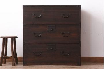 アンティーク家具　前面檜材　シンプルなアンティーク衣装箪笥(チェスト)(2)