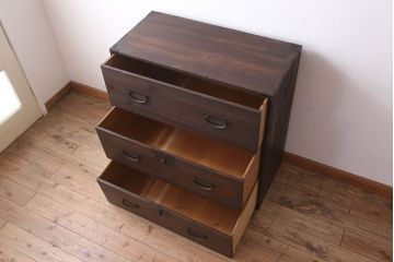 アンティーク家具　前面檜材　シンプルなアンティーク衣装箪笥(チェスト)(2)