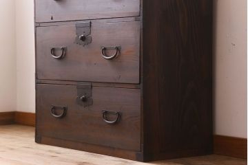 アンティーク家具　前面檜材　シンプルなアンティーク衣装箪笥(チェスト)(2)
