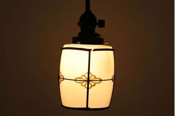 和製アンティーク　セルロイド巻電笠照明