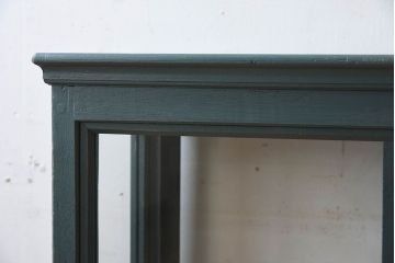 アンティーク家具　ブルーグリーンペイントの小さなガラスケース