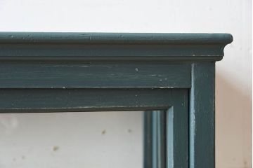 アンティーク家具　ブルーグリーンペイントの小さなガラスケース