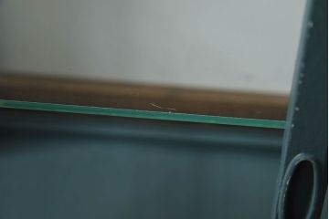 アンティーク家具　ブルーグリーンペイントの小さなガラスケース