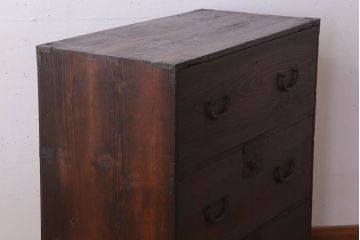 アンティーク家具　前面檜材　シンプルなアンティーク衣装箪笥(チェスト)(3)