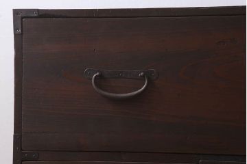 アンティーク家具　前面檜材　シンプルなアンティーク衣装箪笥(チェスト)(3)