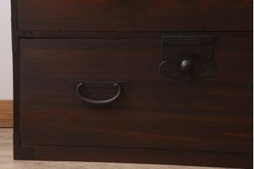 アンティーク家具　前面檜材　シンプルなアンティーク衣装箪笥(チェスト)(3)
