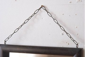 アンティーク雑貨　古い木製フレームのアンティーク壁掛けミラー