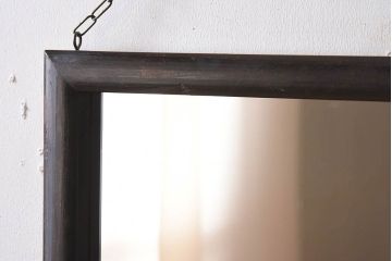 アンティーク雑貨　古い木製フレームのアンティーク壁掛けミラー