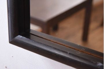 アンティーク雑貨　古い木製フレームのアンティーク壁掛けミラー