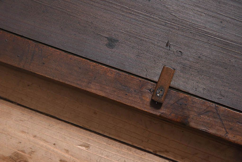 アンティーク雑貨　古い木製フレームのアンティーク壁掛けミラー