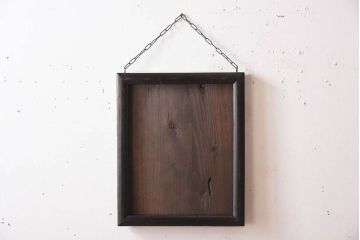 アンティーク雑貨　古い木製フレームのアンティーク壁掛けミラー