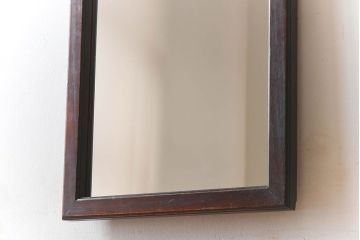 アンティーク雑貨　古い木製フレームのアンティーク壁掛けミラー(2)