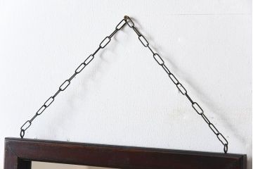 アンティーク雑貨　古い木製フレームのアンティーク壁掛けミラー(2)