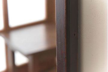 アンティーク雑貨　古い木製フレームのアンティーク壁掛けミラー(2)