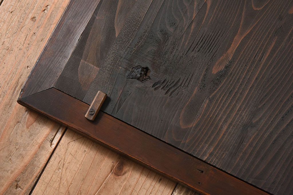 アンティーク雑貨　古い木製フレームのアンティーク壁掛けミラー(2)