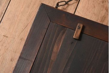 アンティーク雑貨　古い木製フレームのアンティーク壁掛けミラー(2)