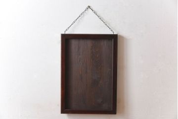 アンティーク雑貨　古い木製フレームのアンティーク壁掛けミラー(2)