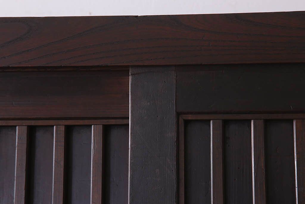 アンティーク家具　古民具・骨董　明治大正期　六尺　縦桟引き戸の重ね水屋箪笥