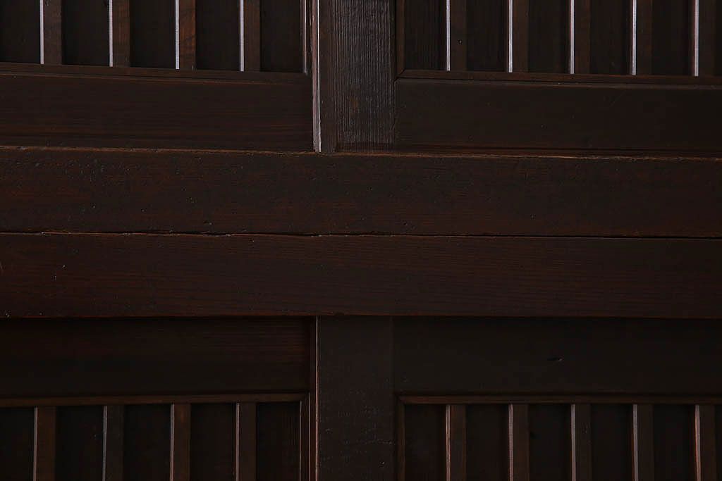 アンティーク家具　古民具・骨董　明治大正期　六尺　縦桟引き戸の重ね水屋箪笥