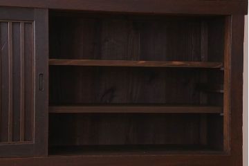 アンティーク家具　古民具・骨董　明治大正期　六尺　縦桟引き戸の重ね水屋箪笥