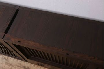 アンティーク家具　古民具・骨董　明治大正期　六尺　縦桟引き戸の重ね水屋箪笥