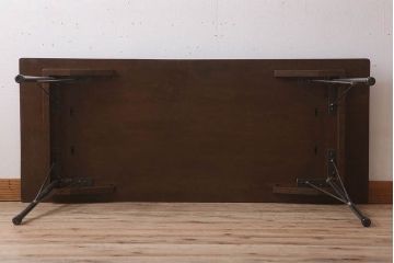アンティーク家具　天板ナラ古材　アンティーク　シンプルな鉄脚テーブル