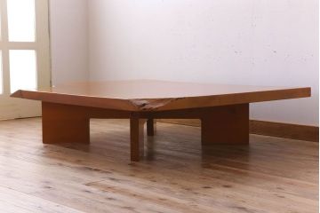 中古　松材一枚板　特大座卓(センターテーブル、リビングテーブル、ローテーブル)(R-023385)