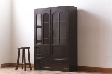 アンティーク家具　和製アンティーク　古い檜材の上品なブックケース(本棚)