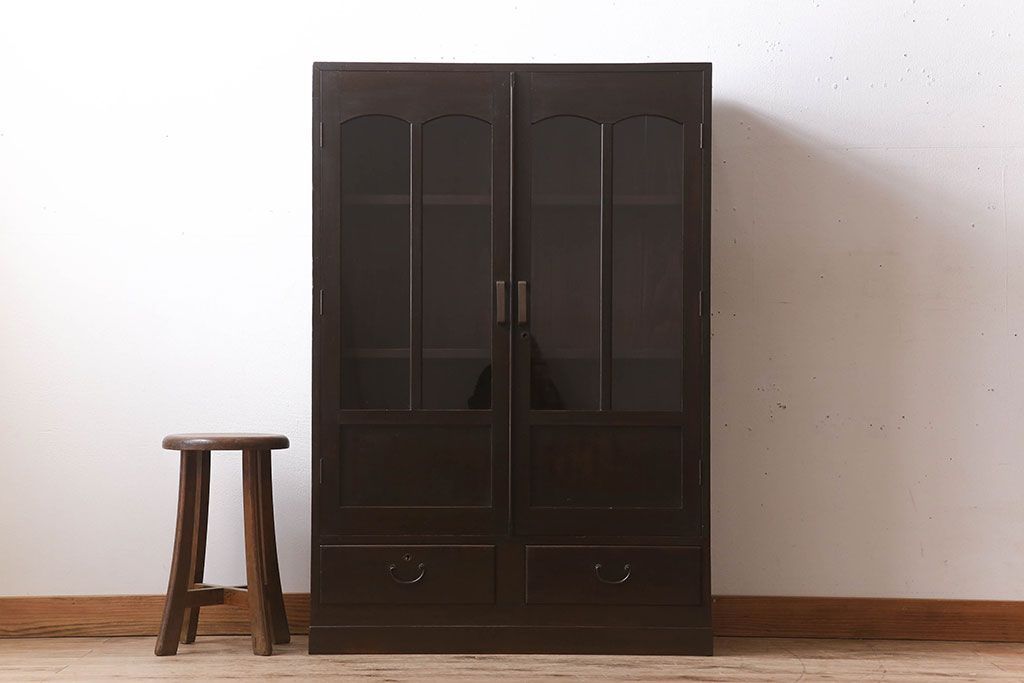 アンティーク家具　和製アンティーク　古い檜材の上品なブックケース(本棚)