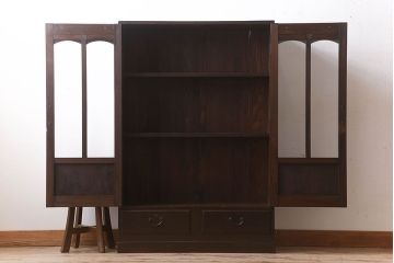 アンティーク家具　和製アンティーク　古い檜材の上品なブックケース(本棚)