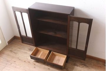 アンティーク家具　和製アンティーク　古い檜材の上品なブックケース(本棚)