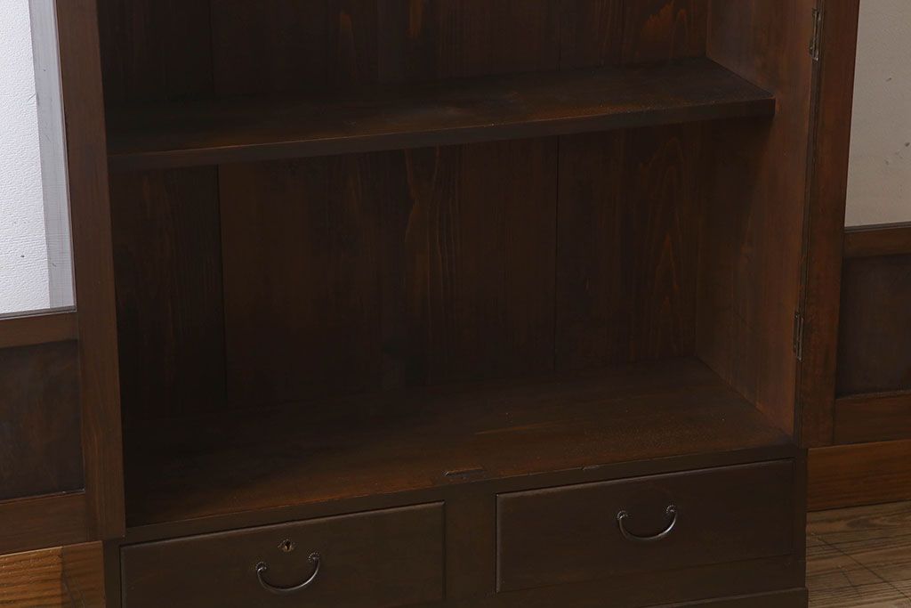 アンティーク家具　和製アンティーク　古い檜材の上品なブックケース(本棚)