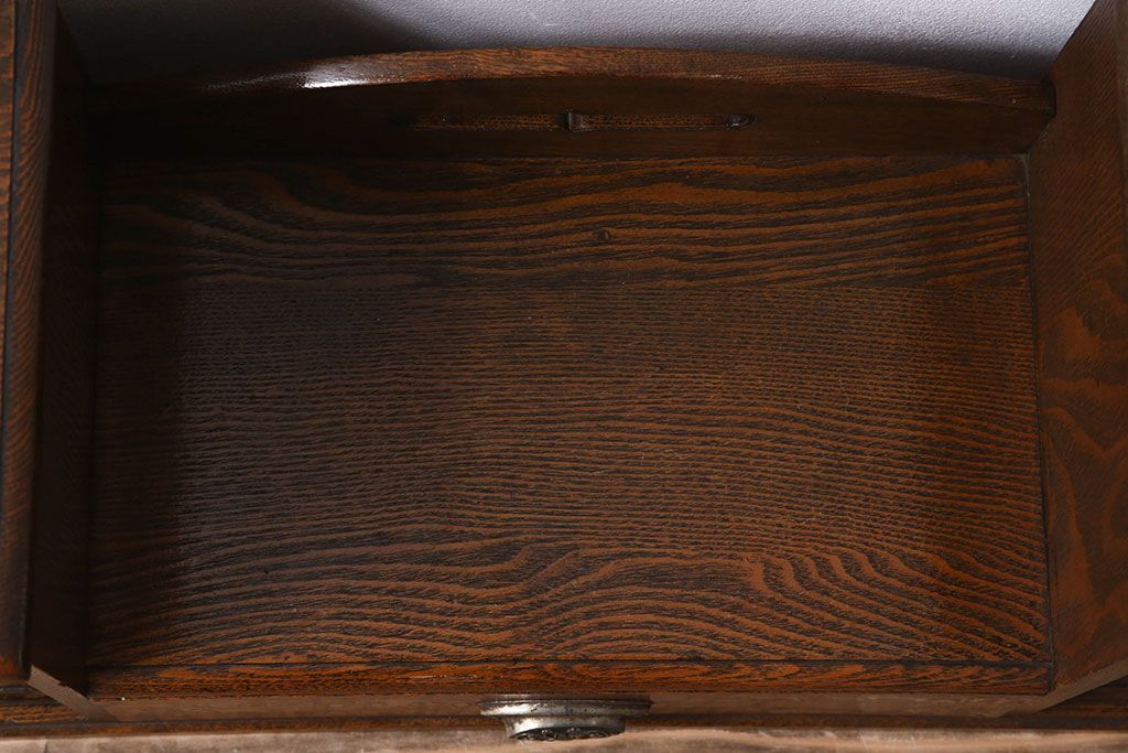 アンティーク雑貨　タモ材製　優れた意匠　和製アンティークの卓上収納(本立て)