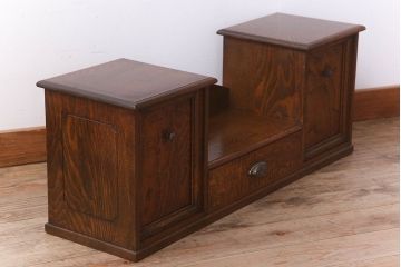 アンティーク雑貨　タモ材製　優れた意匠　和製アンティークの卓上収納(本立て)