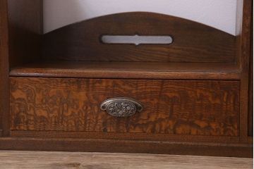 アンティーク雑貨　タモ材製　優れた意匠　和製アンティークの卓上収納(本立て)