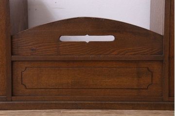 アンティーク雑貨　タモ材製　優れた意匠　和製アンティークの卓上収納(本立て)