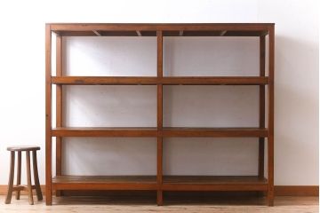 アンティーク家具　特大サイズ　古い木製の和製アンティーク飾り棚(2)