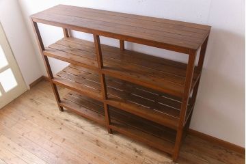 アンティーク家具　特大サイズ　古い木製の和製アンティーク飾り棚(2)