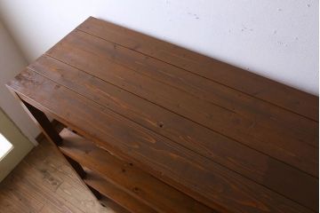 アンティーク家具　特大サイズ　古い木製の和製アンティーク飾り棚(2)