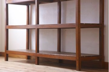 アンティーク家具　特大サイズ　古い木製の和製アンティーク飾り棚(2)