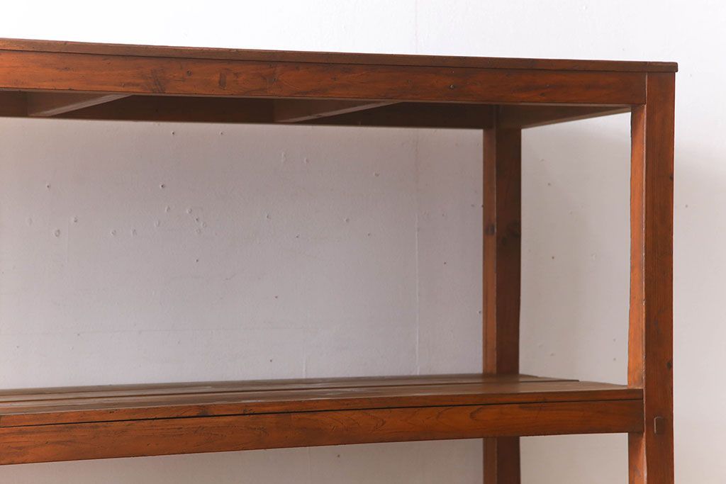 アンティーク家具　特大サイズ　古い木製の和製アンティーク飾り棚(2)