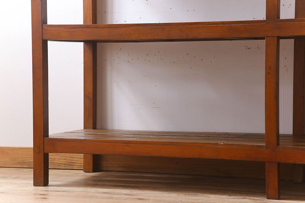 アンティーク家具　特大サイズ　古い木製の和製アンティーク飾り棚(2)