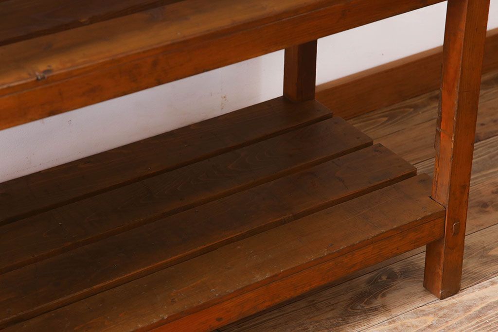 アンティーク家具　特大サイズ　古い木製の和製アンティーク飾り棚(2)