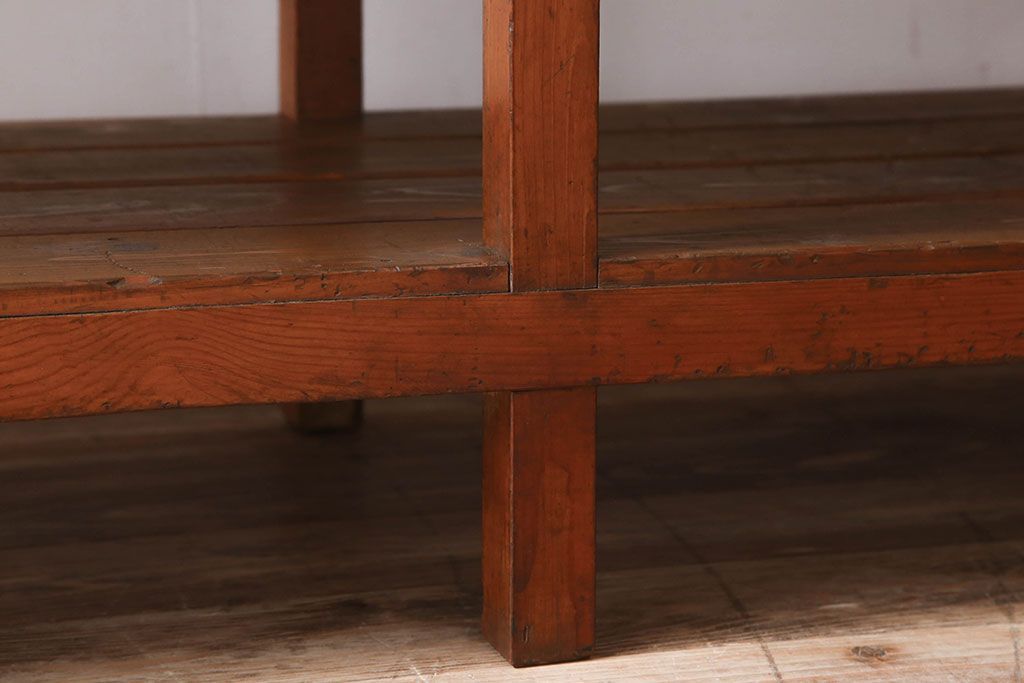 アンティーク家具　特大サイズ　古い木製の和製アンティーク飾り棚(2)