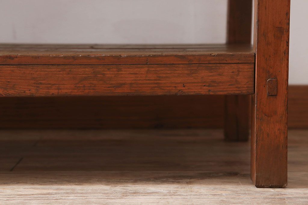 アンティーク家具　特大サイズ　古い木製の和製アンティーク飾り棚(2)