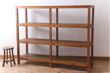 アンティーク家具　特大サイズ　古い木製の和製アンティーク飾り棚(2)