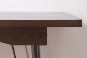 アンティーク家具　天板ナラ古材　アンティーク　シンプルな鉄脚テーブル(2)